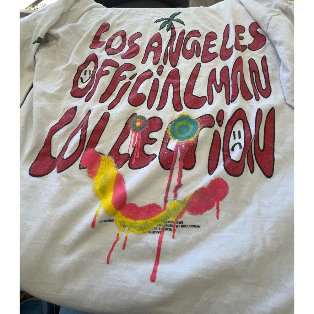 BoohooMAN Los Angeles Official Man Collection‎ Graphic T Shirt White Size S